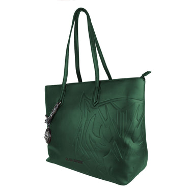 Eco-Chic Dark Green Shoulder Bag with Chain Detail